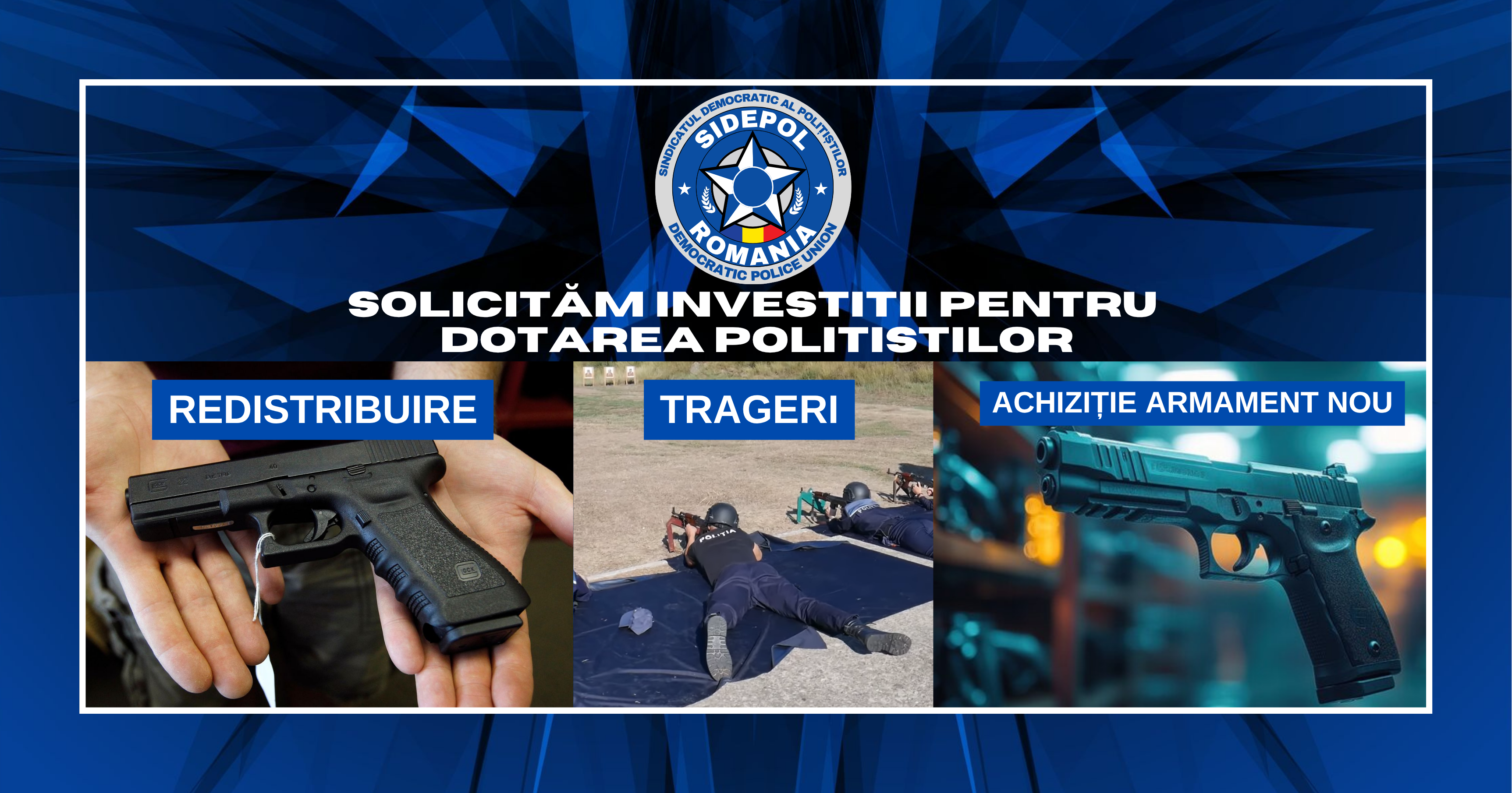 SIDEPOL solicită luarea de măsuri pentru modernizarea dotării polițiștilor