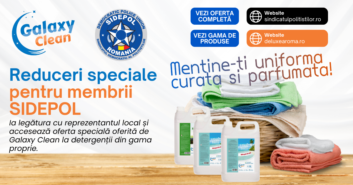 Discount doar pentru membrii SIDEPOL la produsele de curățenie Galaxy Clean