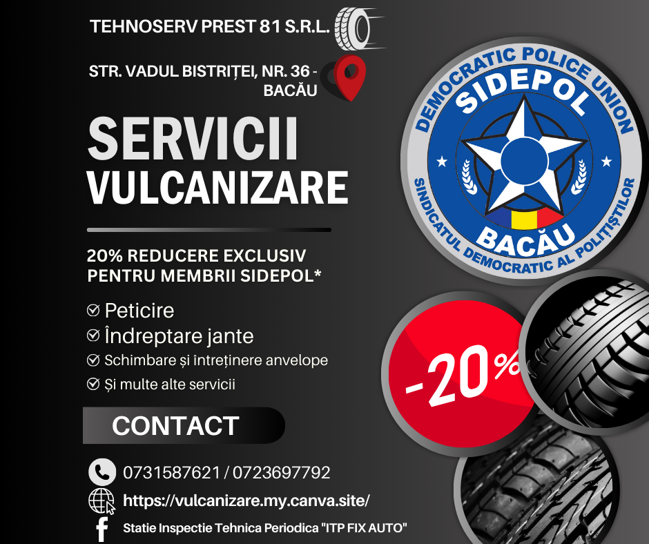 Reduceri pentru membrii SIDEPOL BACĂU la servicii de vulcanizare